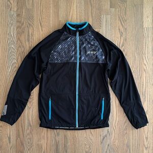 Zoot Spin Drift Cycling Jacket sz Medium Men's Black Blue Running Rip Tide Bike